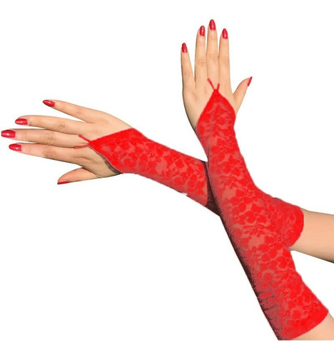 [4B519NEG] Mitones Largos Encaje (Negro)