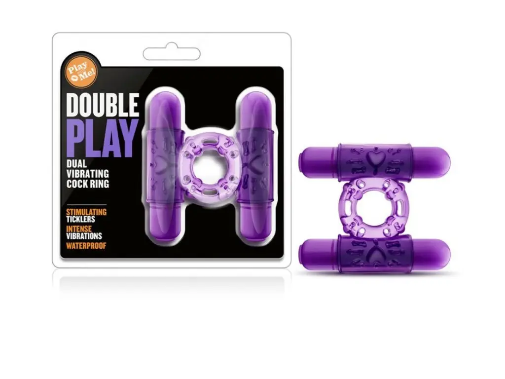 [BL-77101] PLAY WITH ME - DOUBLE PLAY - DUAL VIBRATING COCK RING - PURPLE