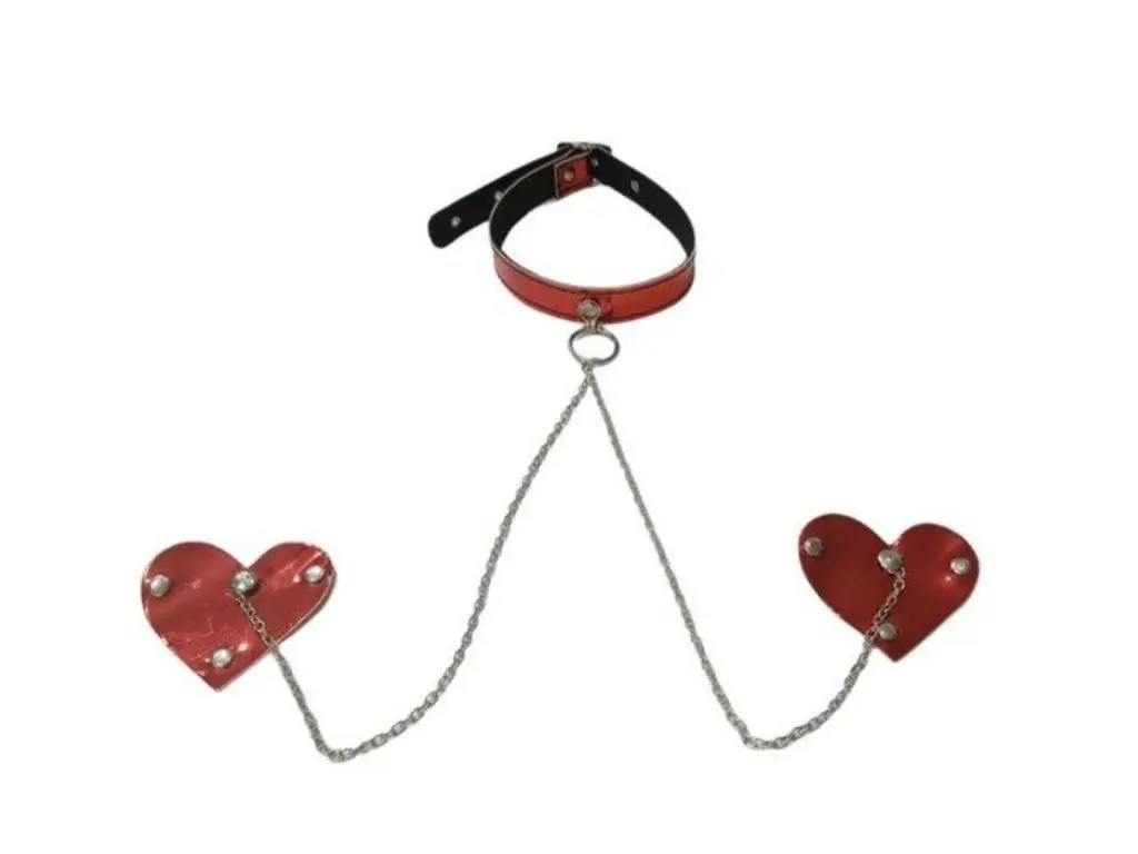 Pezonera de Cadena Collar y Corazon Rojo