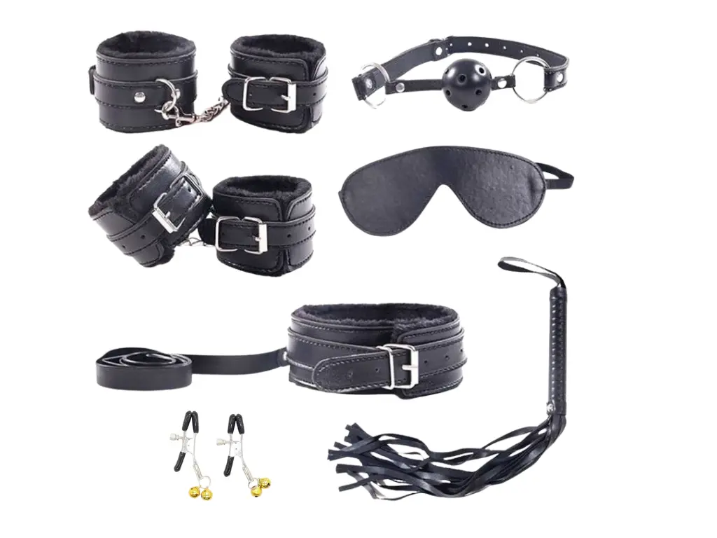 [SM-1510] Kit Bondage 7 Piezas Negro