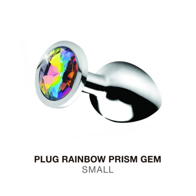 [ST-M014-S] PLUG RAINBOW PRISM GEM SILVER SMALL