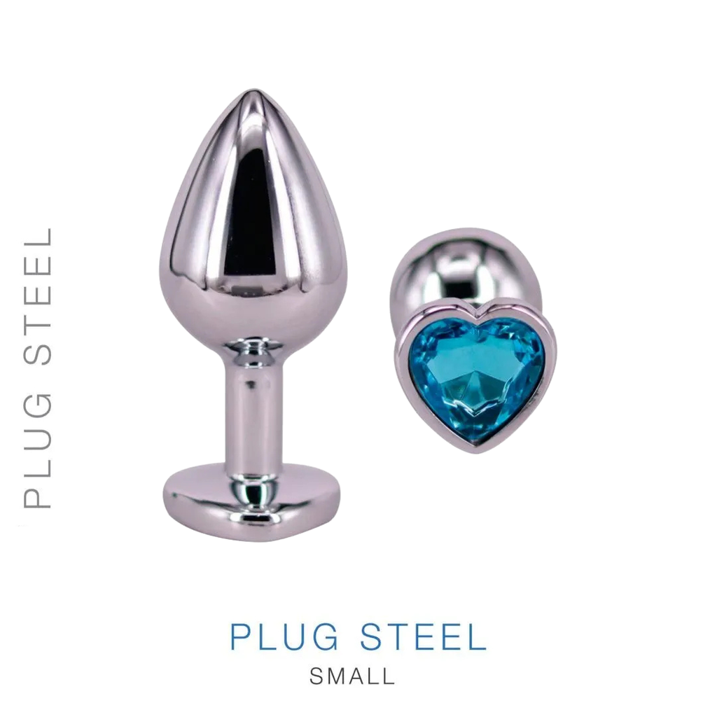 [ST-RY-013-CELESTE] Plug Metal Corazon Celeste Small
