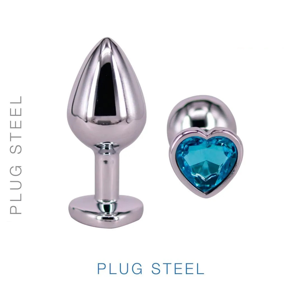 [ST-RY-015-CELESTE] Plug Metal Corazon Celeste Large