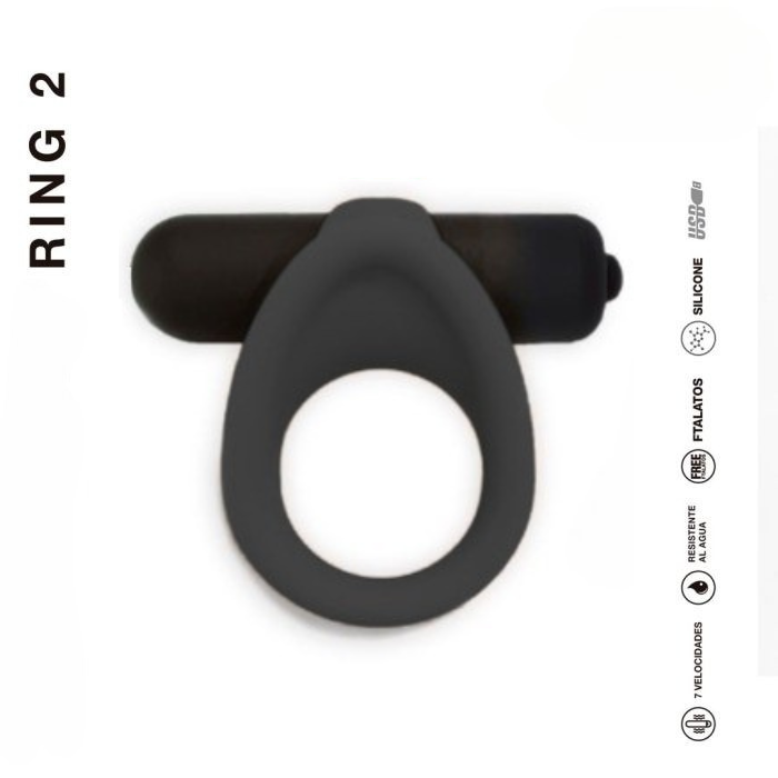 Ring 2 - con vibro Negro