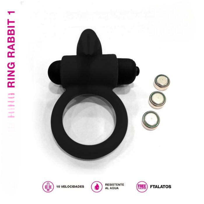 Anillo Vibrador Rabbit a pilas - BLACK