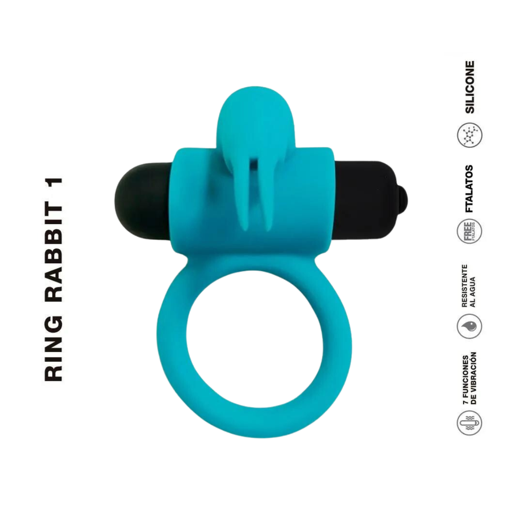Anillo Vibrador a Pilas - Ring Rabbit 1 Blue