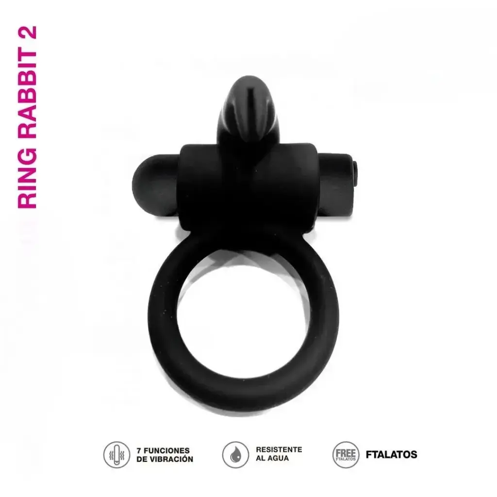 [ST-SWD045+SWD044] Anillo Vibrador rabbit RECARGABLE BLACK