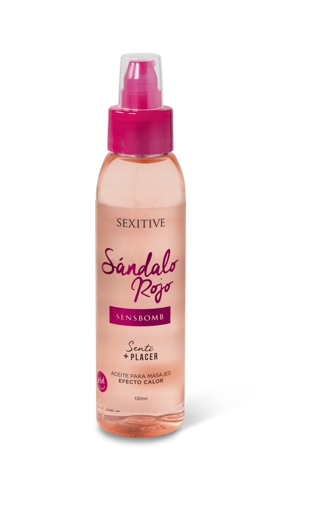 Aceite masajes SensBomb efecto calor - SANDALO ROJO 130 ml
