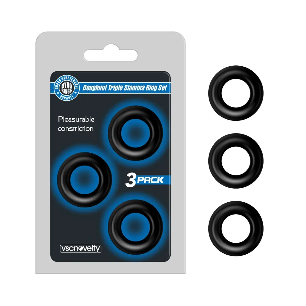 [VN-343001-Black] Doughnut Triple Stamina Ring Set Black
