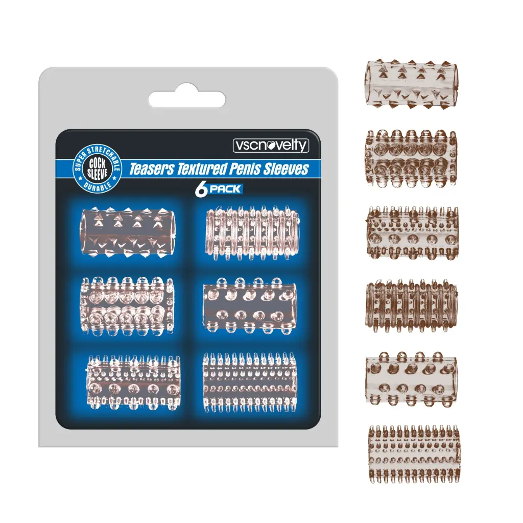 [VN-343005-Black] Teasers Textured Penis Sleeves Black