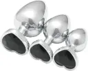 Jewelled Secret Heart Butt Plug Silver-Medium Black