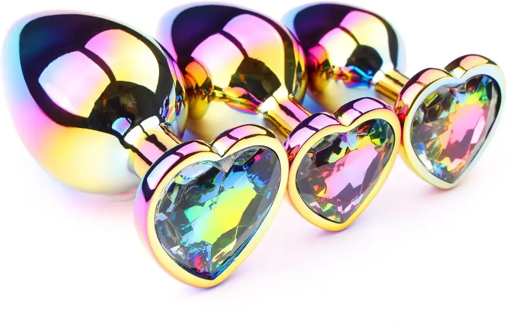 [VN-420017] Jewelled Secret Heart Butt Plug Rainbow -Medium