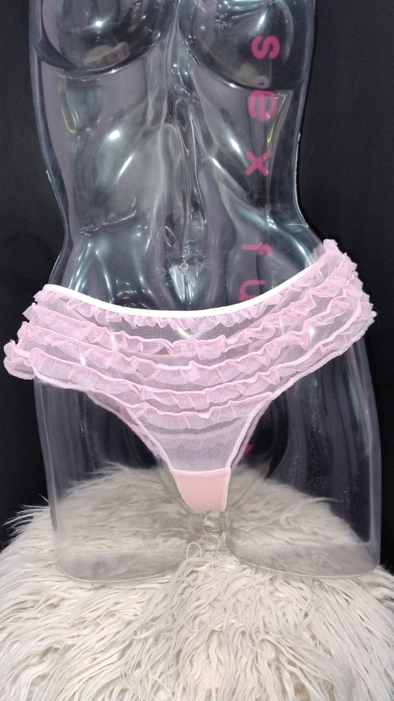 [PS1412RSA] Culotte en Tul Con Voladitos (ROSA)
