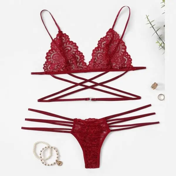 [MDS096RJO] Conjunto Bralette Y Tanga Cola Less S096 (Rojo)