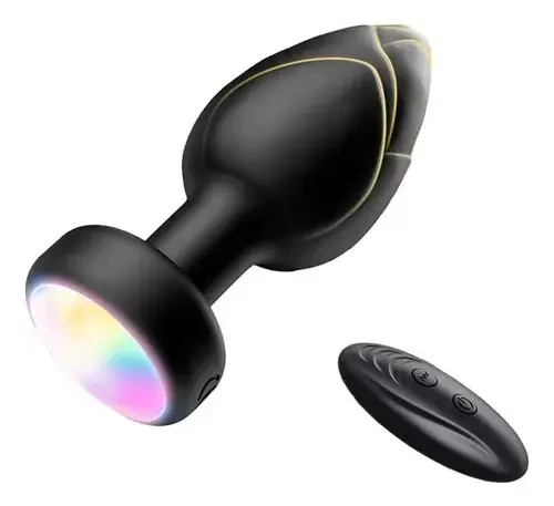 Plug Vibrador Siliconado Con Luces - M