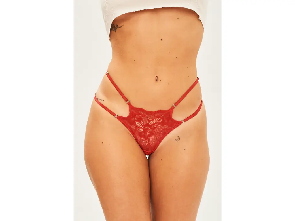 [MA125RJO] Less de puntilla con doble tira (Rojo)