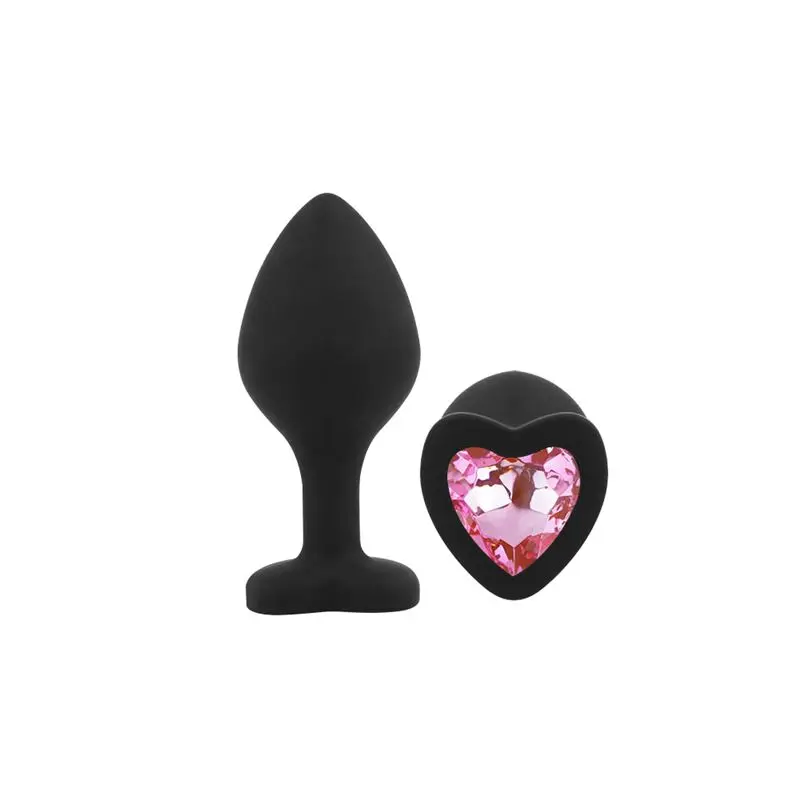 [FT-570842] Anal Plug Silicona Black M Joya Corazon