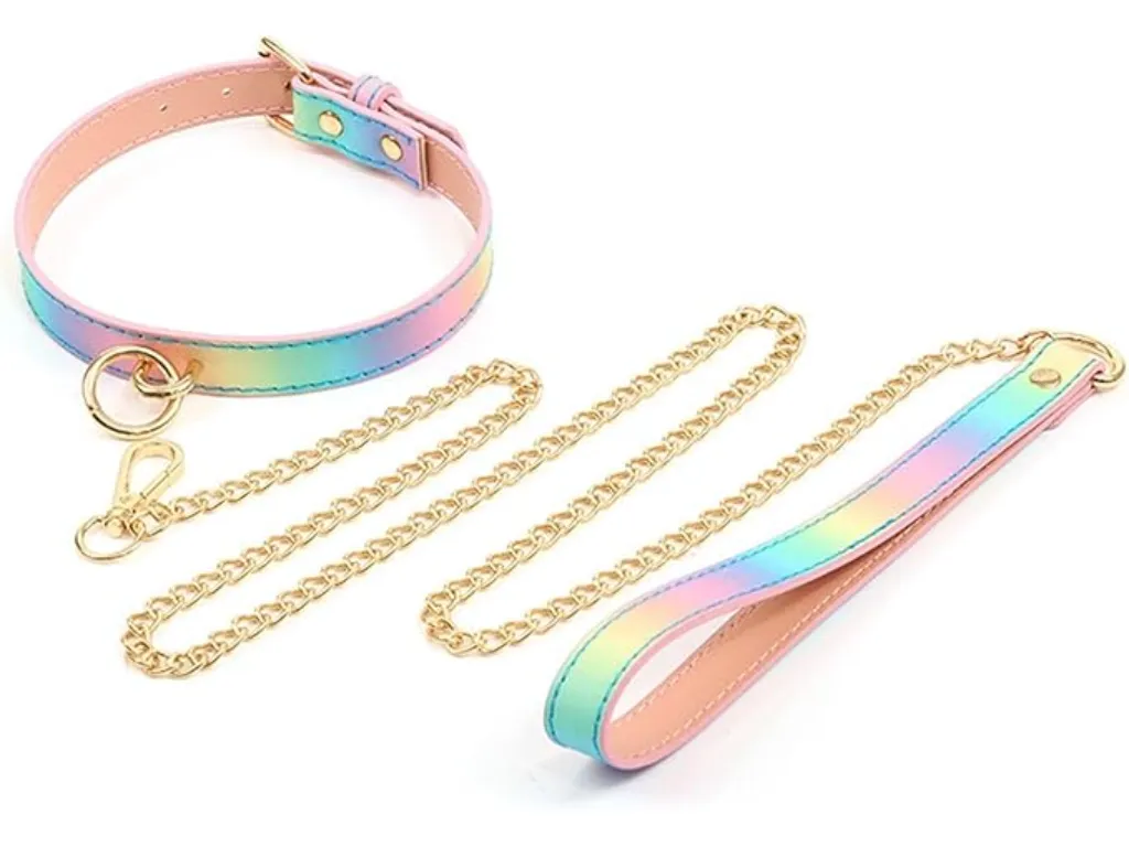Collar De Cuello Arcoíris Con Correa