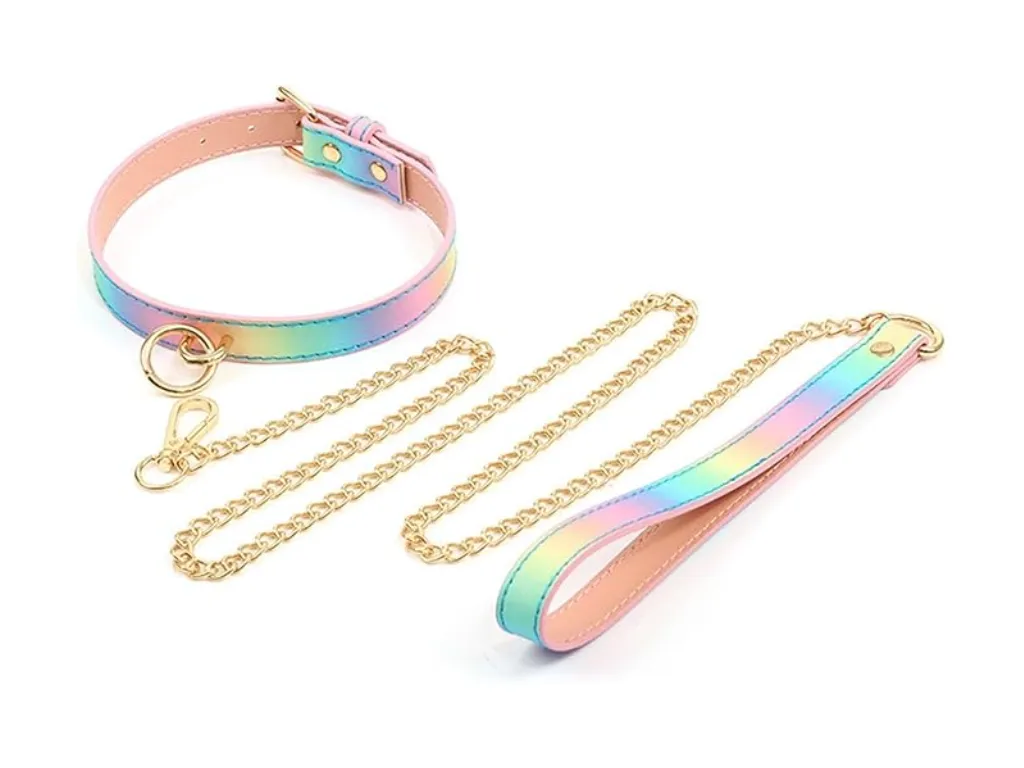 Collar De Cuello Arcoíris Con Correa