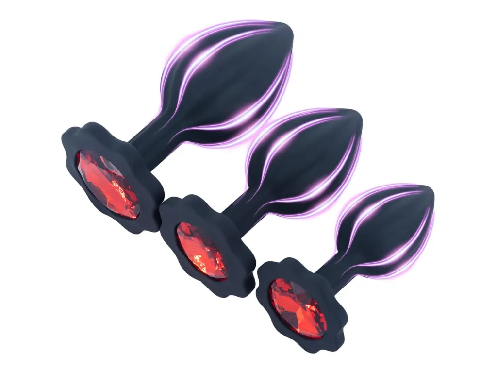 Plug con Textura y Joya en Flor de Silicona - M