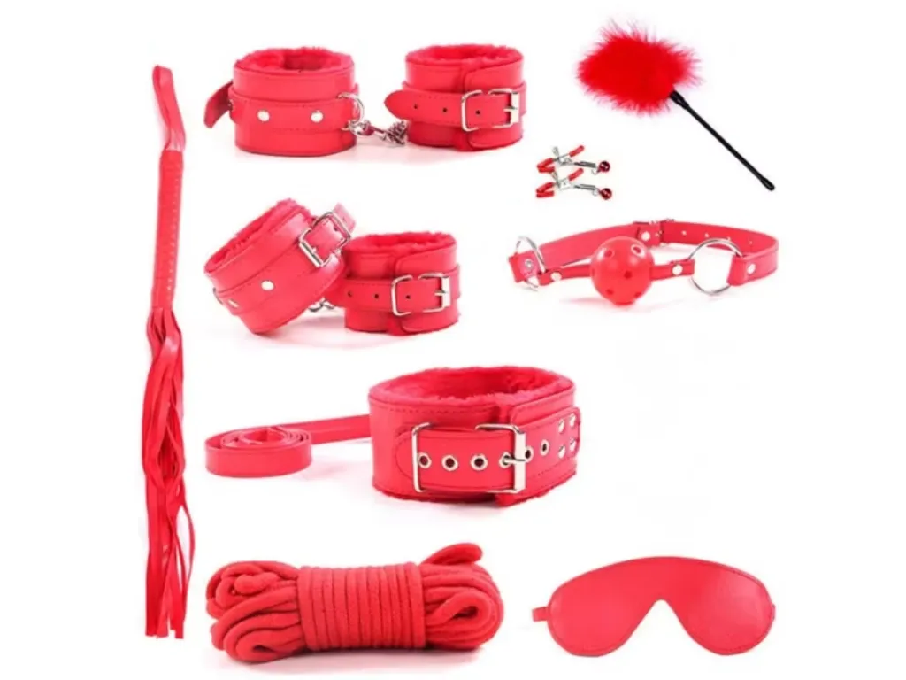 [TZ-1008] Kit BDSM 9 Piezas Rojo