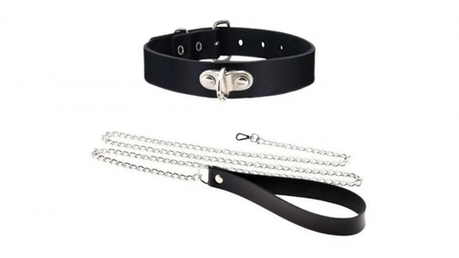 [KS-21550] Collar Cuero 4cm c/Cadena