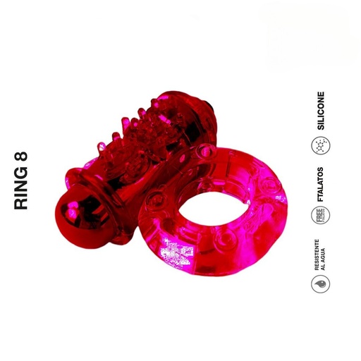 [ST-RC025-RED] Anillo Vibrador - RING 8 ROJO